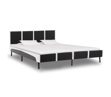 vidaXL Cama con colchón cuero sintético blanco y negro 160x200 cm