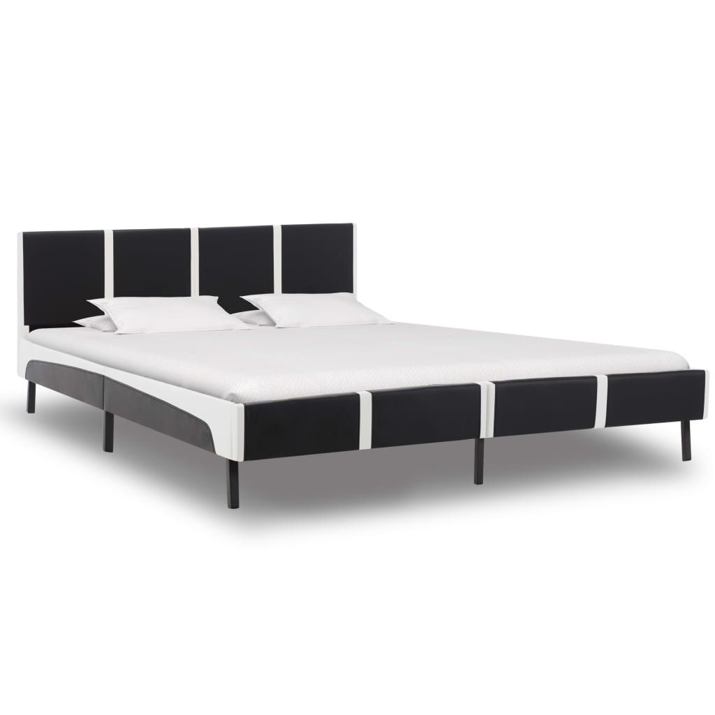 

vidaXL Bed met matras kunstleer zwart en wit 180x200 cm