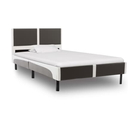 vidaXL seng med madras 90 x 200 cm grå og hvid kunstlæder