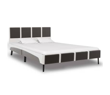 vidaXL Bett mit Matratze Grau und Weiß Kunstleder 140 x 200 cm