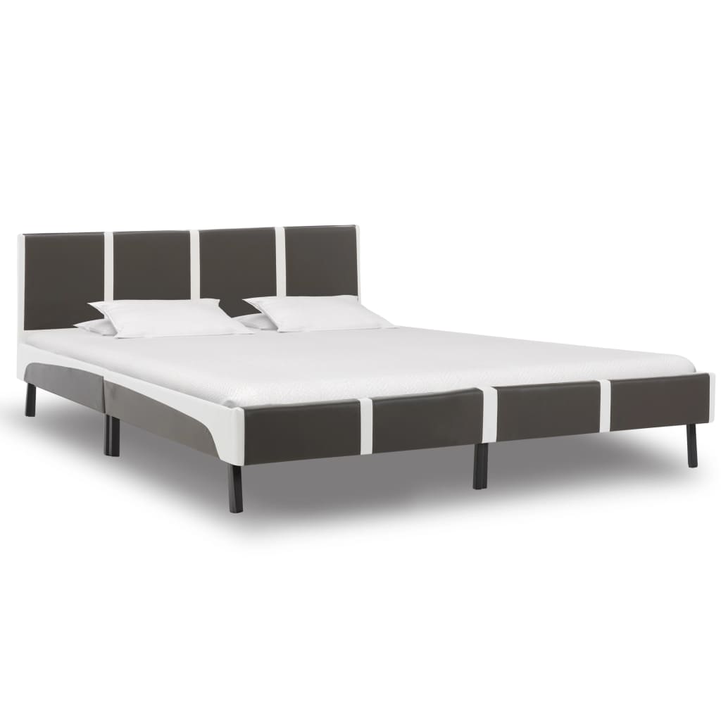 

vidaXL Bed met matras kunstleer grijs en wit 160x200 cm