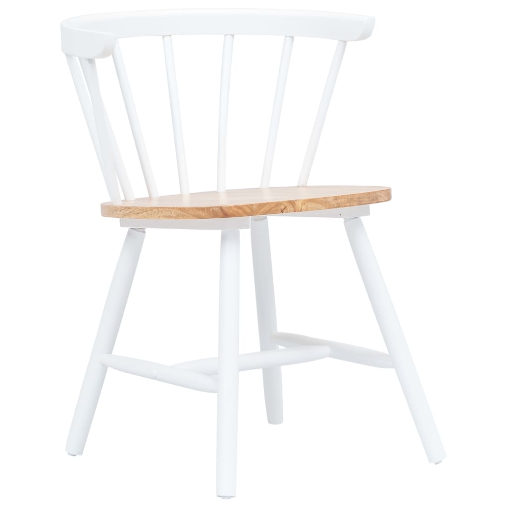 vidaXL Dining Chairs 6 pcs White and Light Wood Solid Rubber Wood