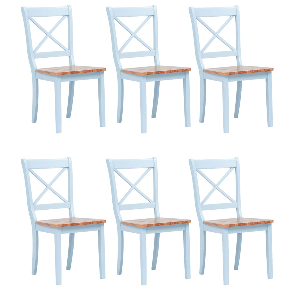 Dining Chairs 6 Piece Grey and Light Wood Solid Rubber Wood