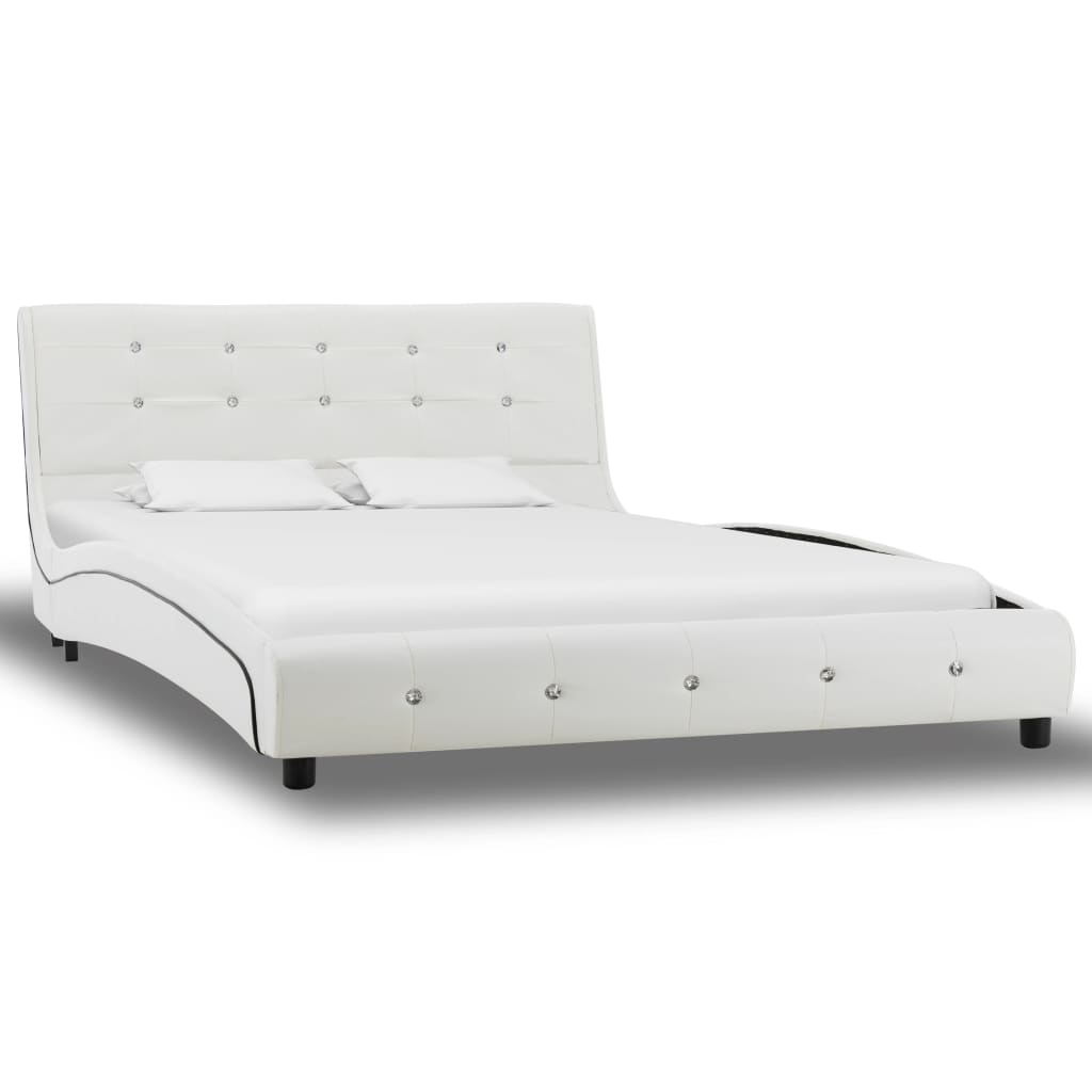 vidaXL Κρεβάτι Λευκό 120x200 εκ. από Δερματίνη με Στρώμα Αφρού Μνήμης