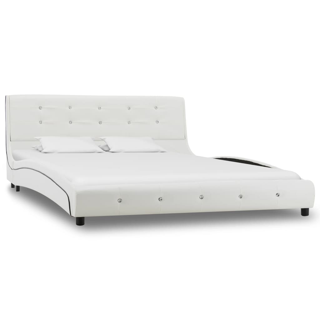 vidaXL seng med madras i memoryskum 140 x 200 cm kunstlæder hvid