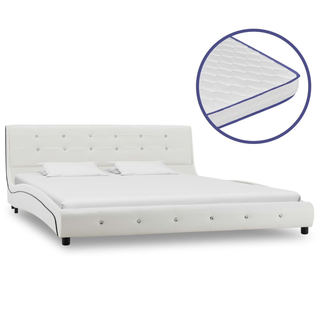 vidaXL seng med madras i memoryskum 160 x 200 cm kunstlæder hvid