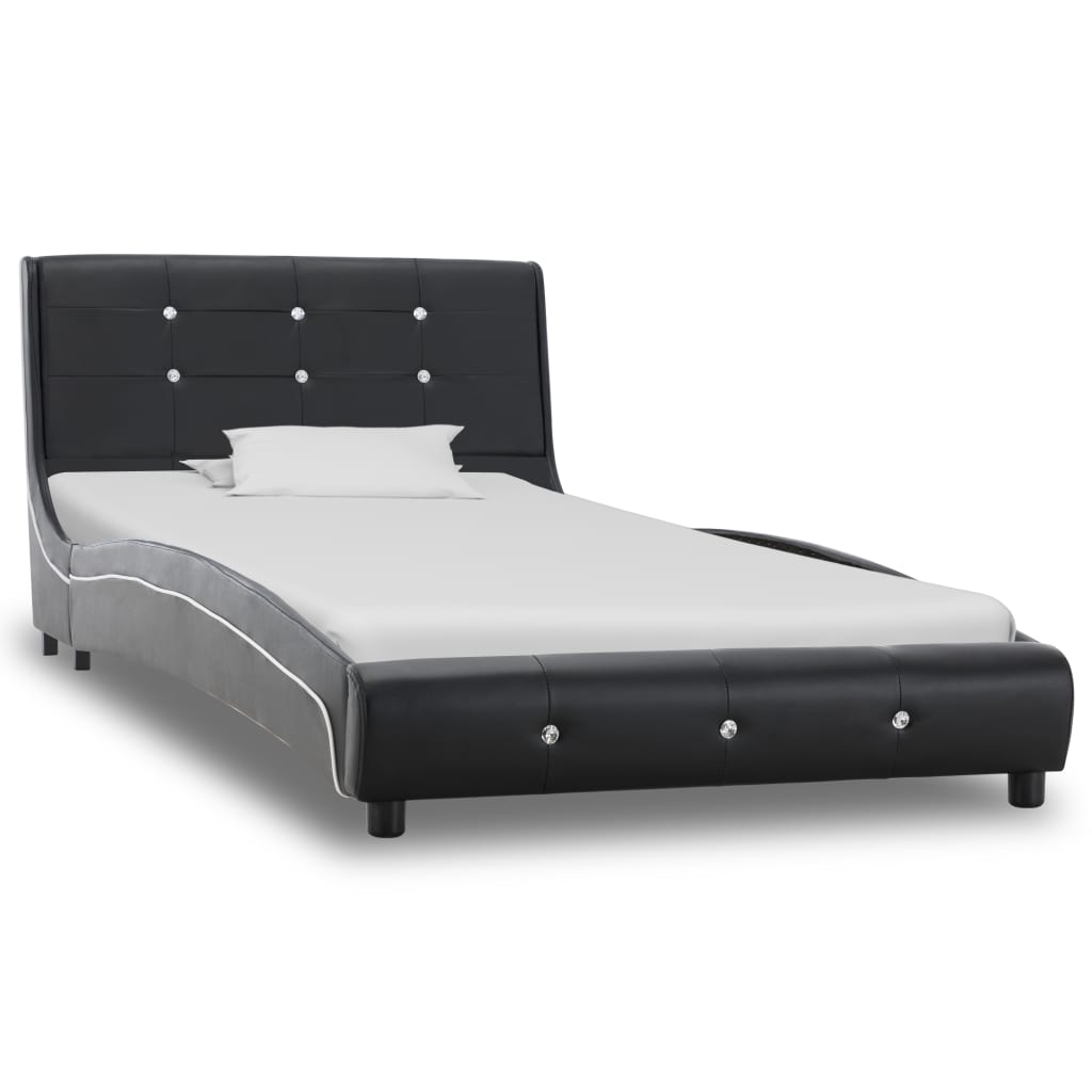 vidaXL Lit avec matelas à mémoire de forme Noir Similicuir 90x200 cm