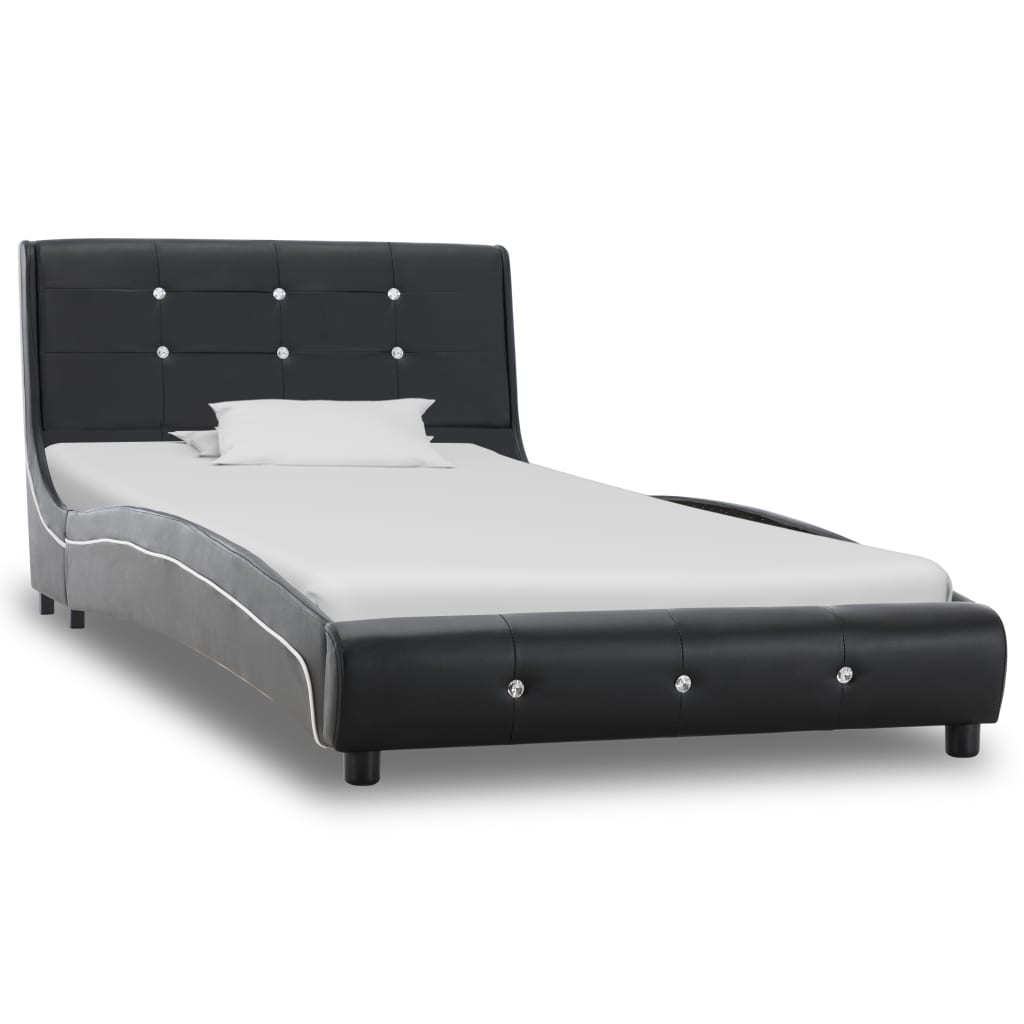 

vidaXL Bed met traagschuim matras kunstleer zwart 90x200 cm