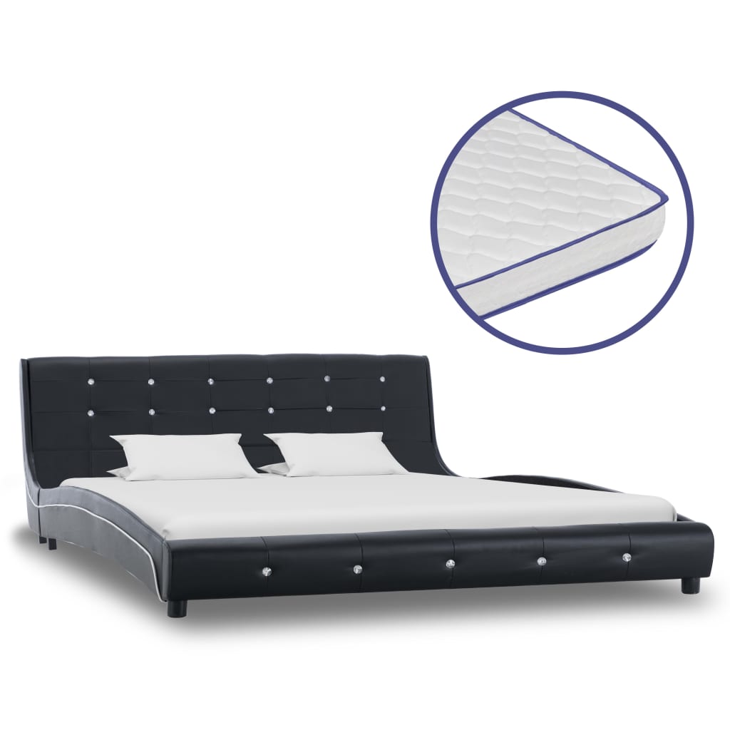 vidaXL Bed met traagschuim matras kunstleer zwart 160×200 cm