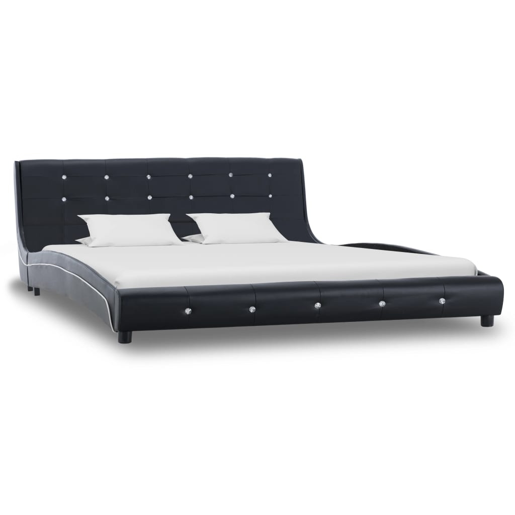 vidaXL Lit avec matelas à mémoire de forme Noir Similicuir 160x200 cm