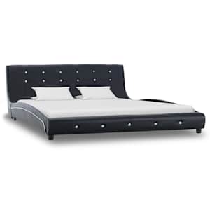 vidaXL Lit avec matelas &agrave; m&eacute;moire de forme Noir Similicuir 160x200 cm