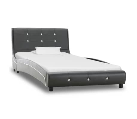 vidaXL Lova su Memory čiužiniu, pilkos sp., 90x200cm, dirbtinė oda