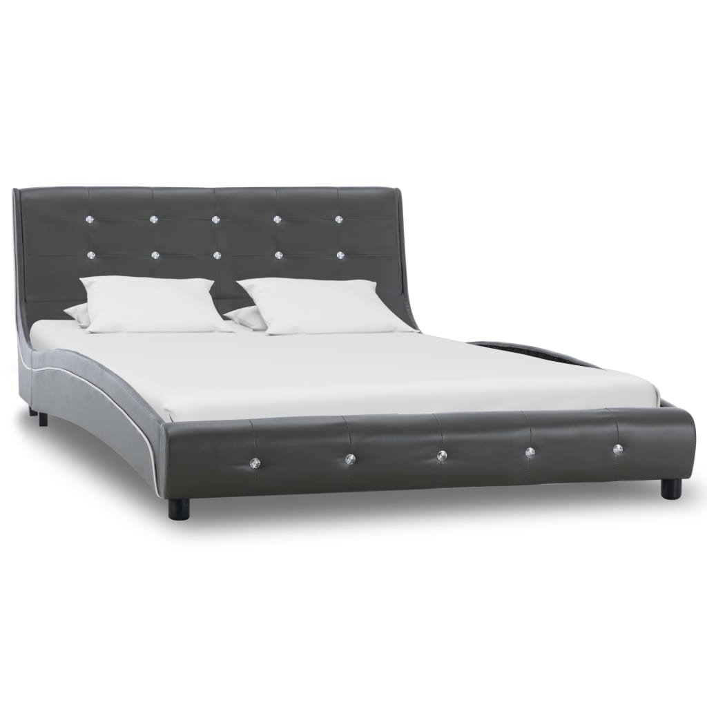 vidaXL Lit avec matelas à mémoire de forme Gris Similicuir 120x200 cm