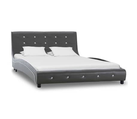 vidaXL Lit avec matelas à mémoire de forme Gris Similicuir 120x200 cm