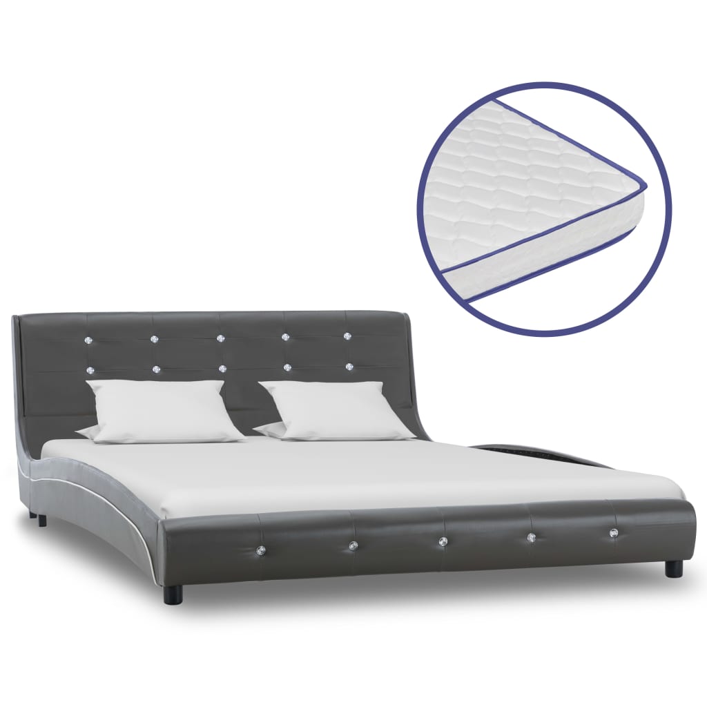 Bett mit Memory-Schaum-Matratze Grau Kunstleder 140x200cm kaufen