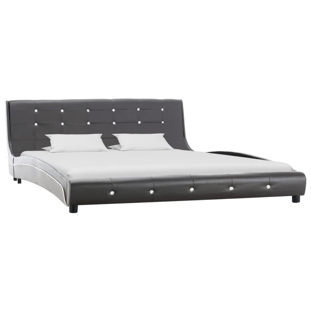 vidaXL Säng med memoryskummadrass grå konstläder 160x200 cm