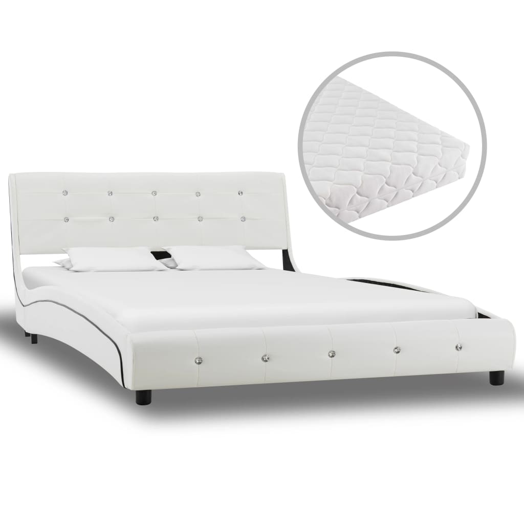 8: vidaXL seng med madras 120 x 200 cm kunstlæder hvid