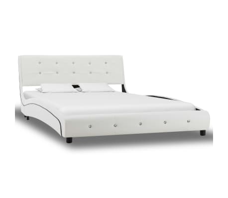 vidaXL Lit avec matelas Blanc Similicuir 120x200 cm