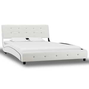 vidaXL Lit avec matelas Blanc Similicuir 120x200 cm