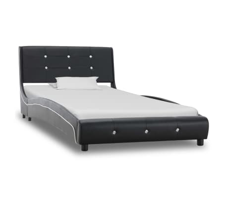 vidaXL fekete műbőr ágy matraccal 90 x 200 cm