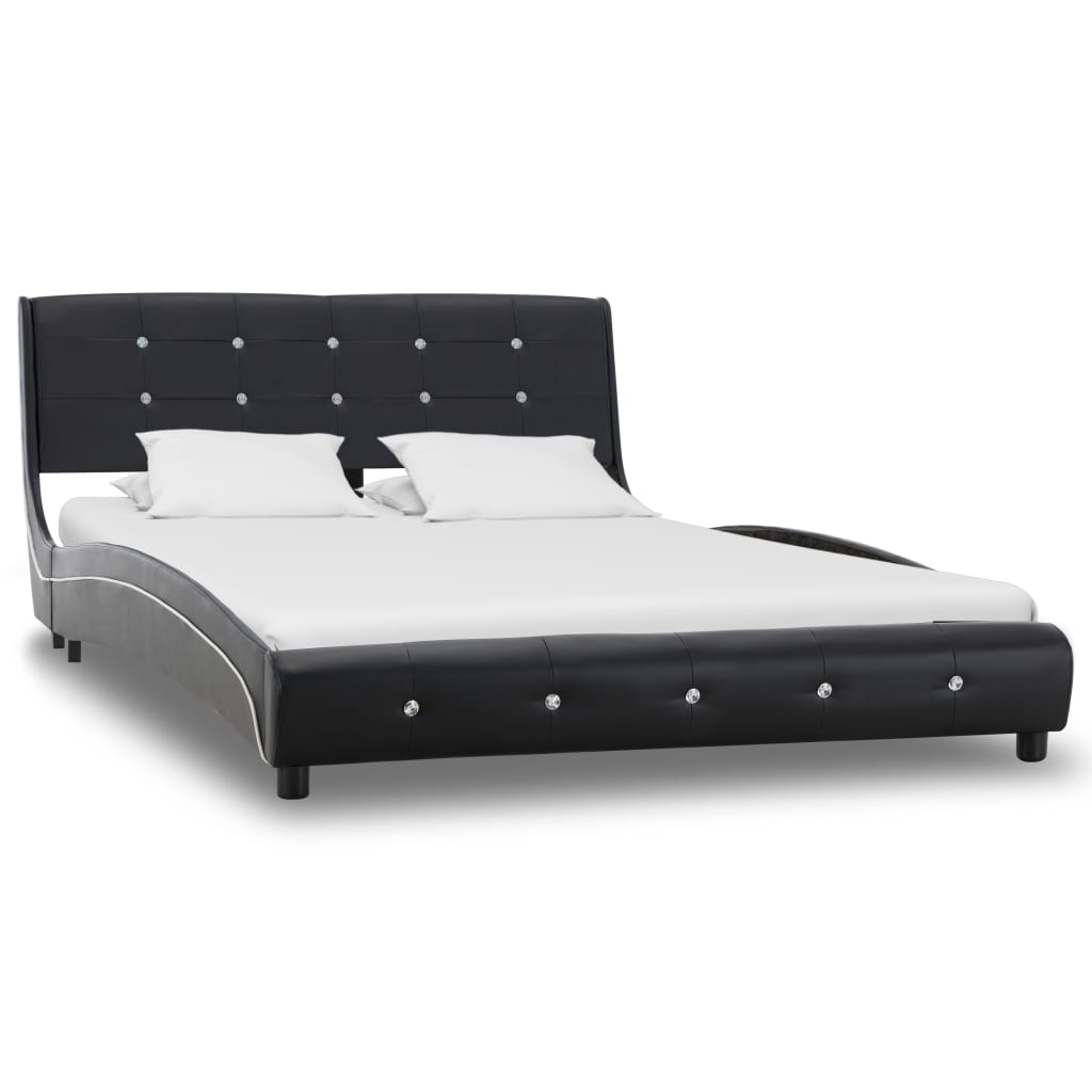 vidaXL Cama com colchão 120x200cm couro artificial preto