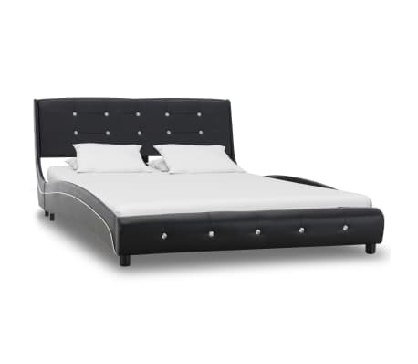 vidaXL fekete műbőr ágy matraccal 120 x 200 cm
