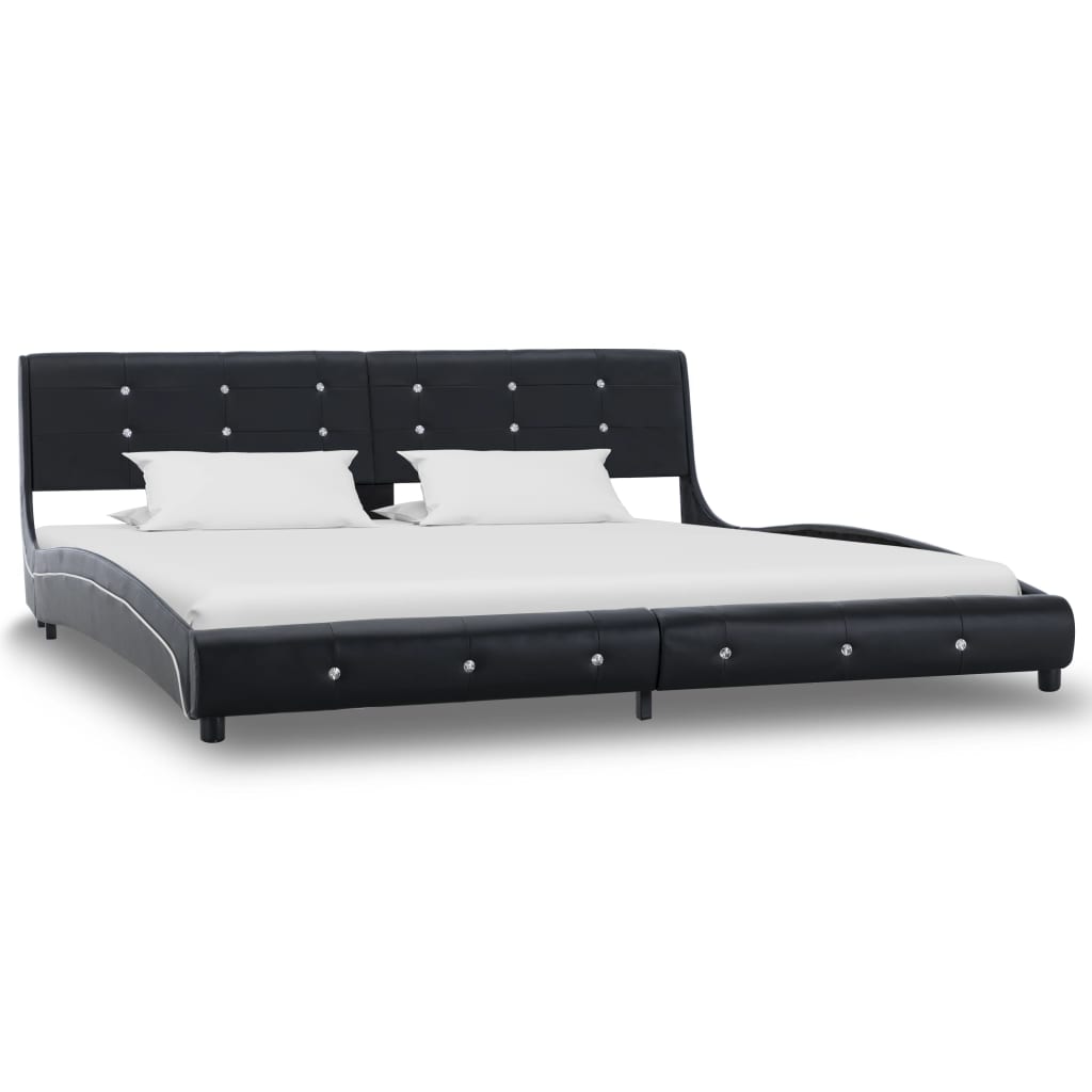 vidaXL Lit avec matelas Noir Similicuir 180x200 cm