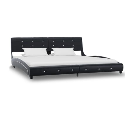 vidaXL Lit avec matelas Noir Similicuir 180x200 cm