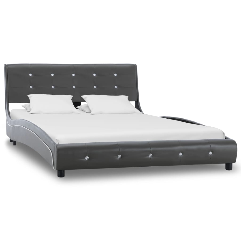 vidaXL Bett mit Matratze Grau Kunstleder 120 × 200 cm