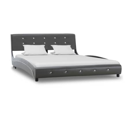 vidaXL Cama com colchão 140x200 cm couro artificial cinzento