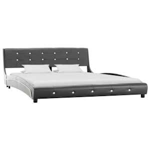 vidaXL Lova su čiužiniu, pilka, 160x200cm, dirbtinė oda