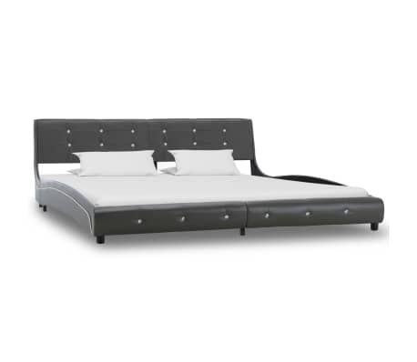 vidaXL gulta ar matraci, pelēka, 180x200 cm, mākslīgā āda
