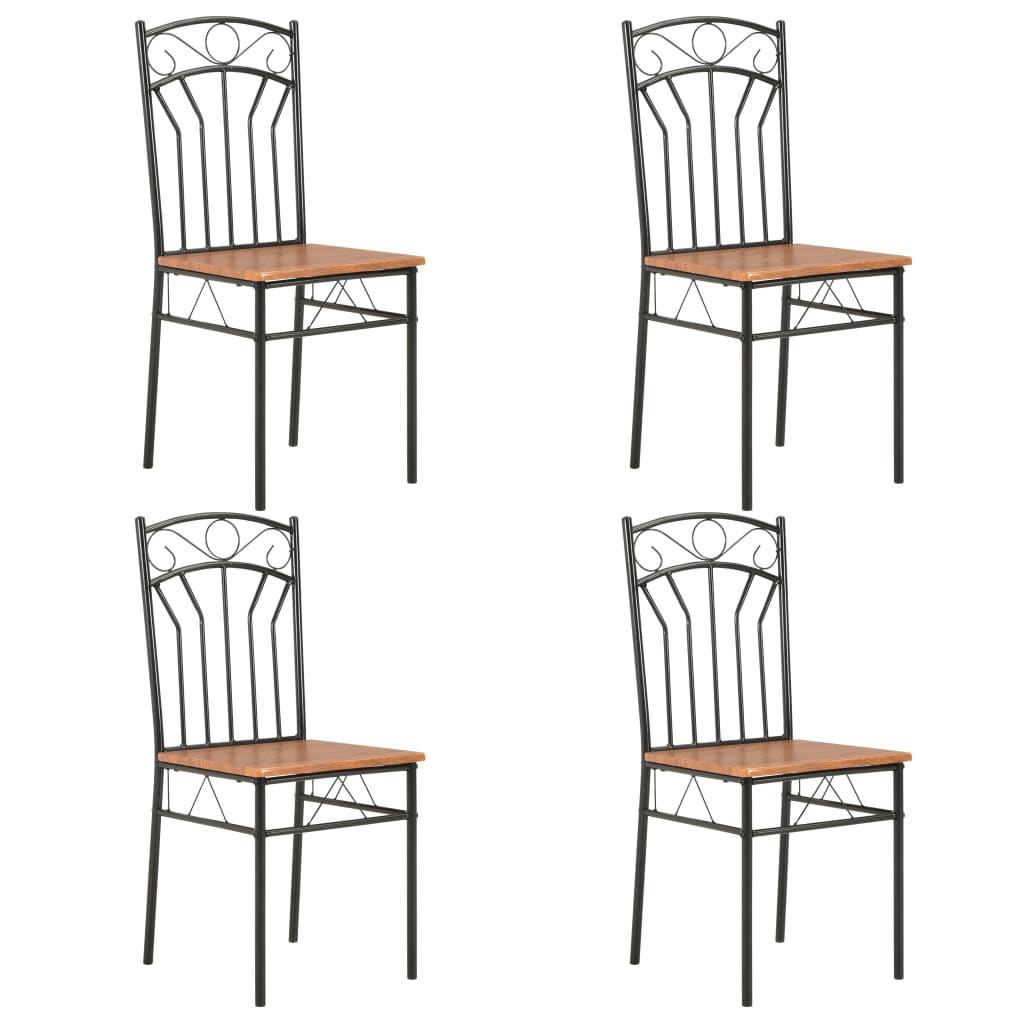 

vidaXL Dining Chairs 4 pcs Brown MDF