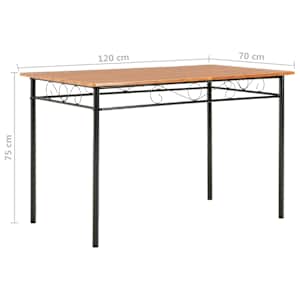 7dílný jídelní set MDF a ocel hnědý - obrázek 15