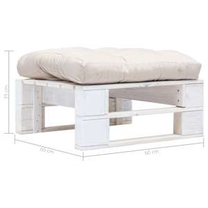 Zahradní taburet z palet s pískovou poduškou bílý dřevo - obrázek 3