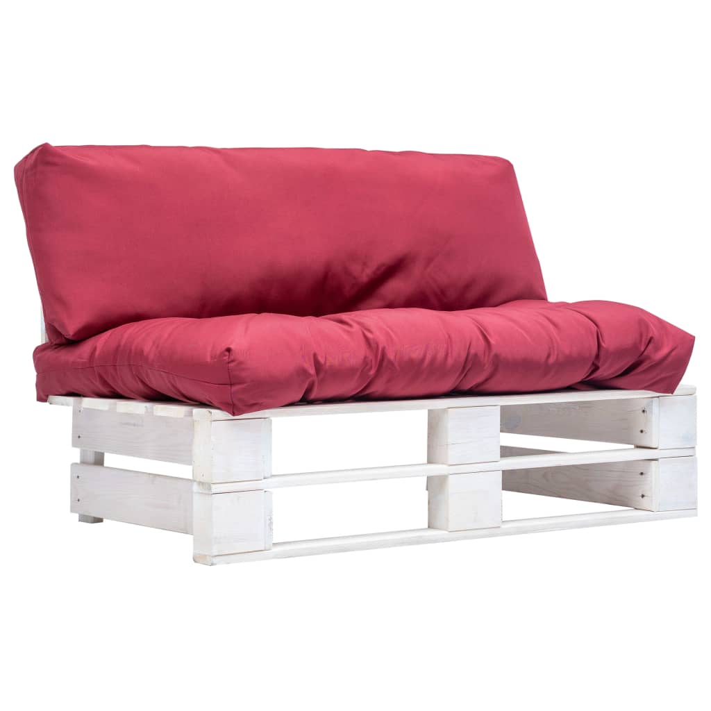 vidaXL Canapé de jardin palette avec coussins Rouge Pinède