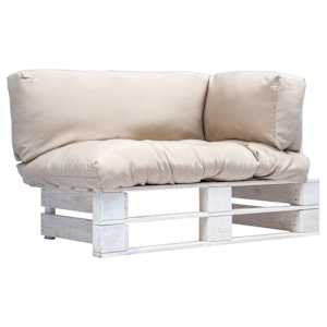 Vrtni kavč iz palet s peščenimi blazinami borovina