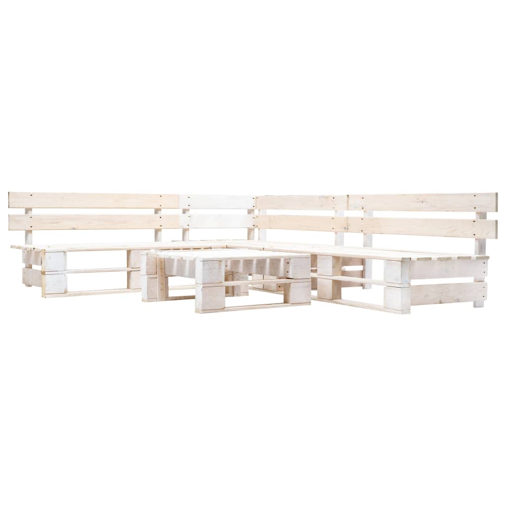 vidaXL Set mobilier de grădină din paleți, 4 piese, alb, lemn vidaXL