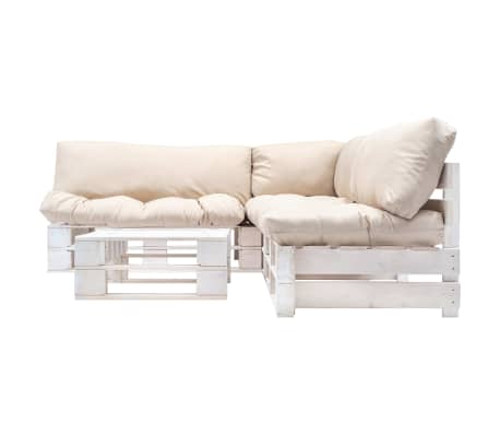 vidaXL Sof&aacute;s paletes jardim 4 pcs almofad&otilde;es cor areia madeira