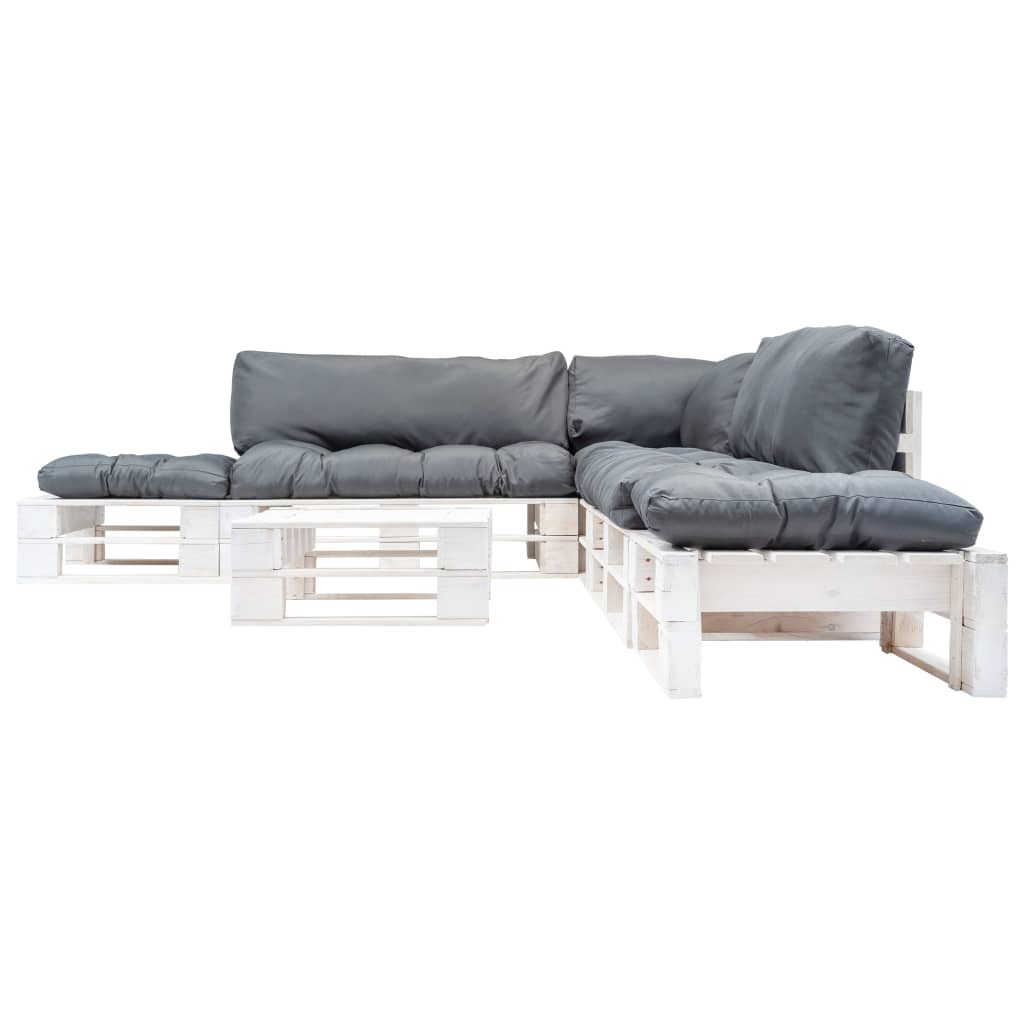 

vidaXL 6-delige Loungeset pallet met grijze kussens hout