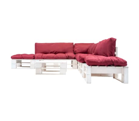 vidaXL 6-tlg. Paletten-Lounge-Set mit Kissen in Rot Holz