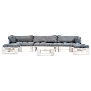 vidaXL Set mobilier de grădină paleți cu perne gri, 6 piese, lemn