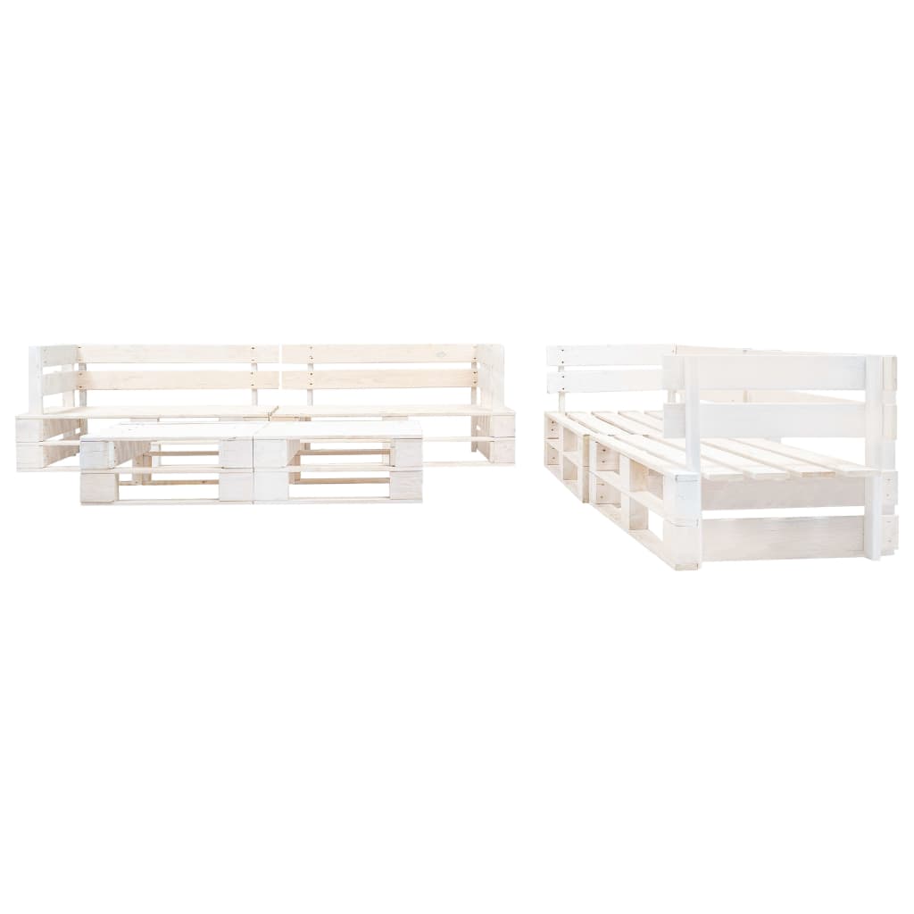 vidaXL 6-delige Loungeset pallet hout wit afbeelding