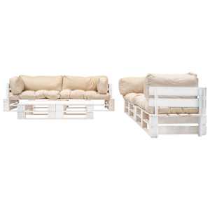 vidaXL Salon de jardin palette 6 pcs avec coussins sable Bois