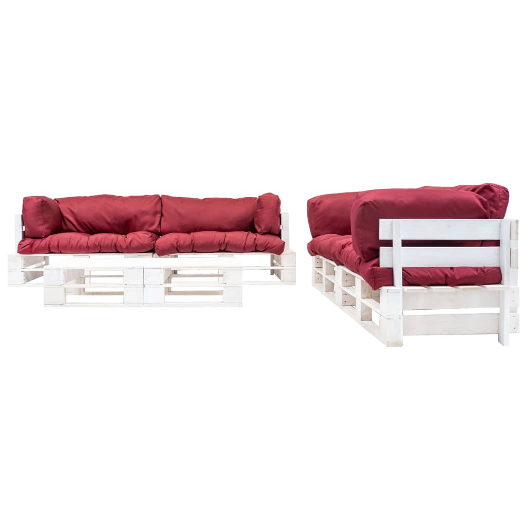 

vidaXL 6-delige Loungeset pallet met rode kussens hout