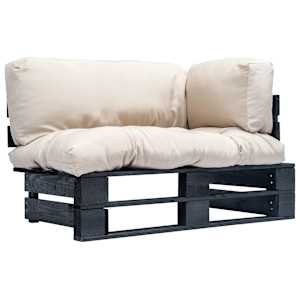 Vrtni kavč iz palet s peščenimi blazinami borovina