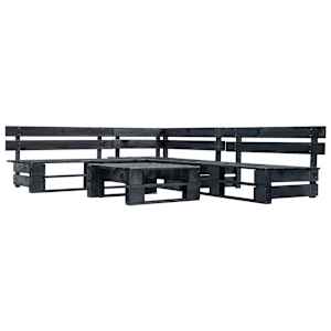 Vrtna sedežna garnitura iz palet 4-delna črna lesena