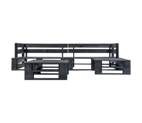 vidaXL Canap&eacute;s de jardin palette 4 pcs Noir Bois
