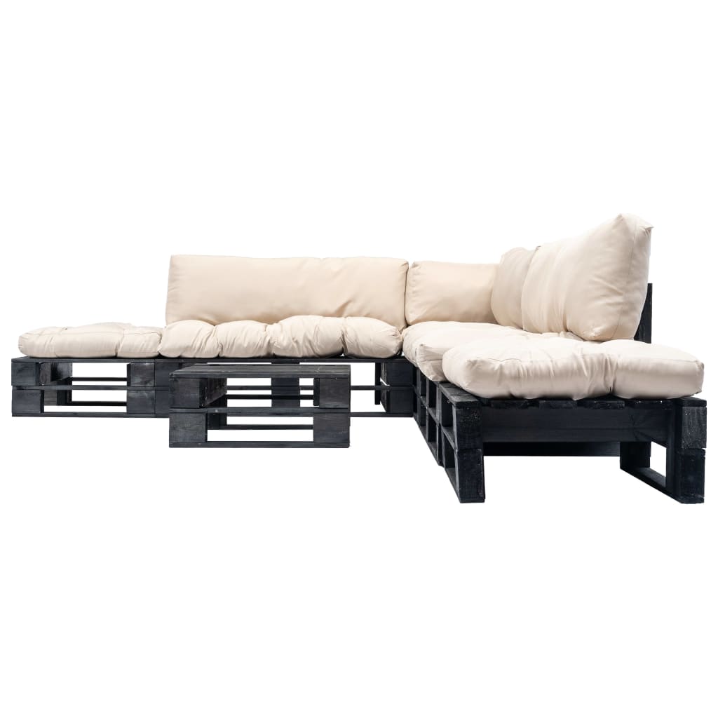 

vidaXL 6-delige Loungeset pallet met zandkleurige kussens hout