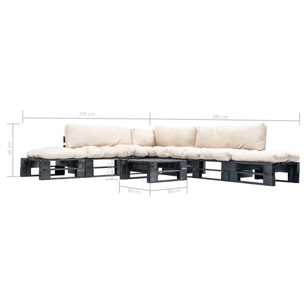 6-dijelna vrtna garnitura od paleta s jastucima drvena